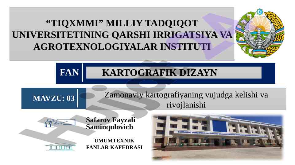 Zamonaviy kartografiyaning vujudga kelishi va rivojlanishi