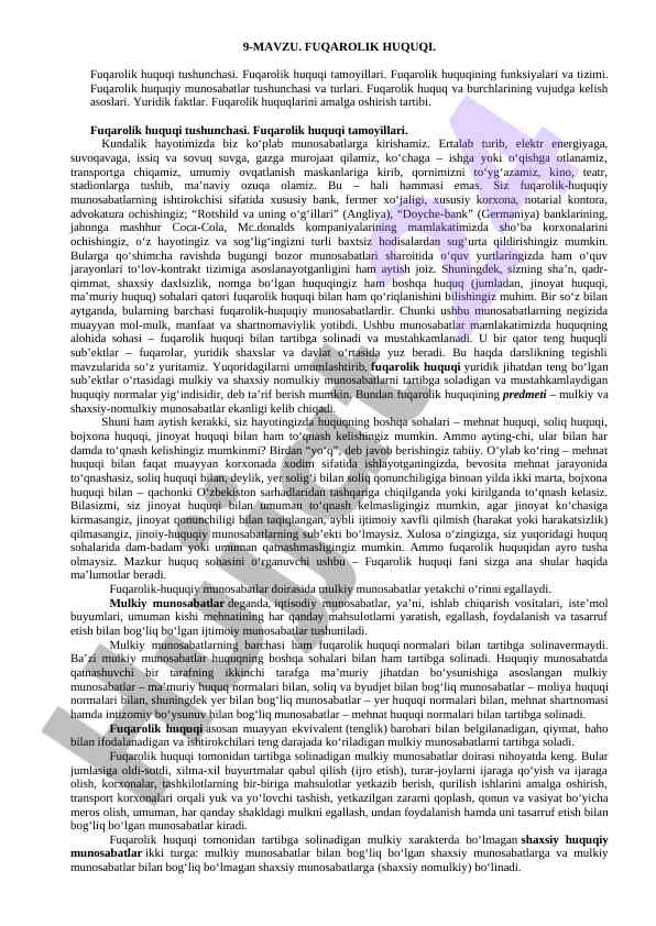 Fuqarolik huquqi tamoyillari va funksiyalari