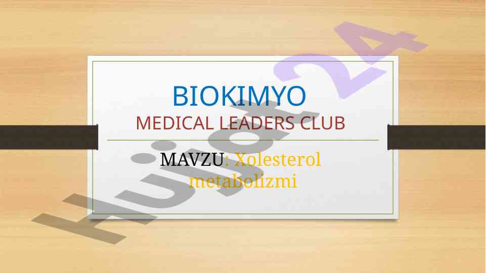 Xolesterol metabolizmi va uning tuzilishi