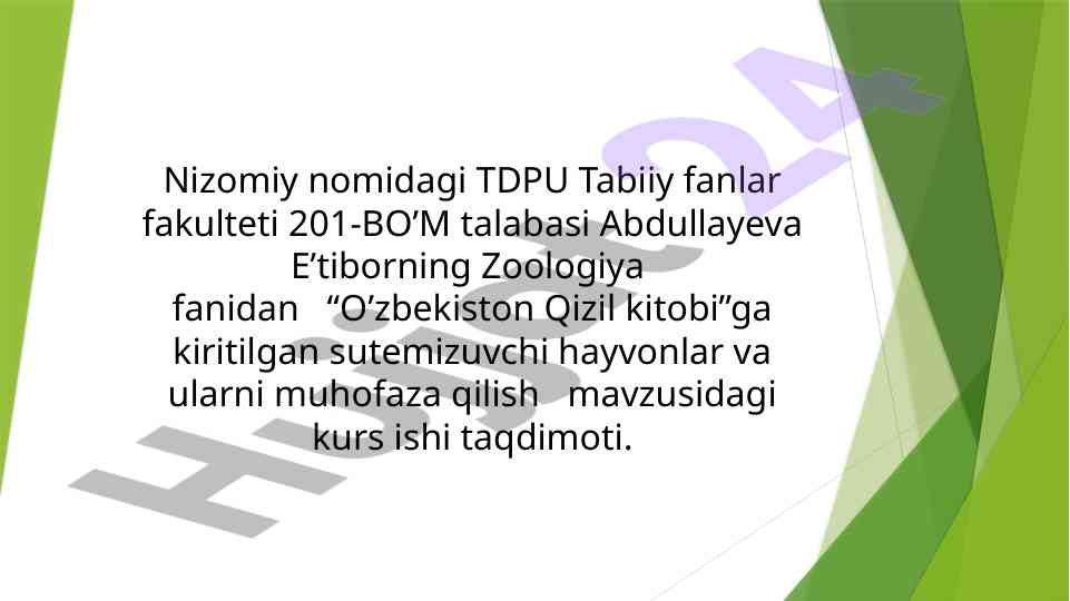 O’zbekiston qizil kitobi va sutemizuvchi hayvonlar
