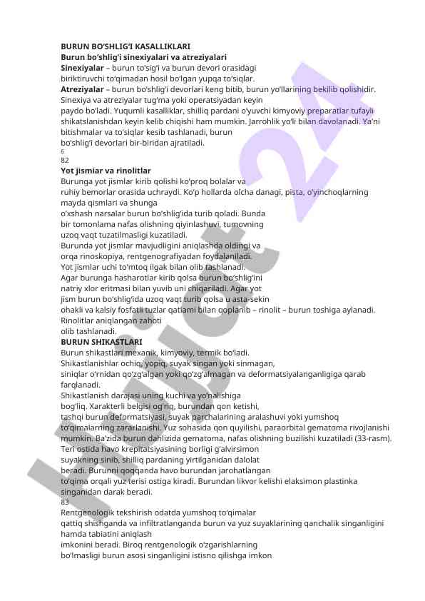 Burun bo'shlig'i kasalliklari tahlili
