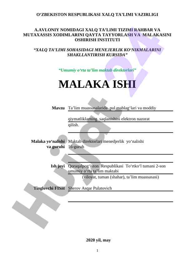 Xalq ta'limi sohasidagi menedjment ko'nikmalari
