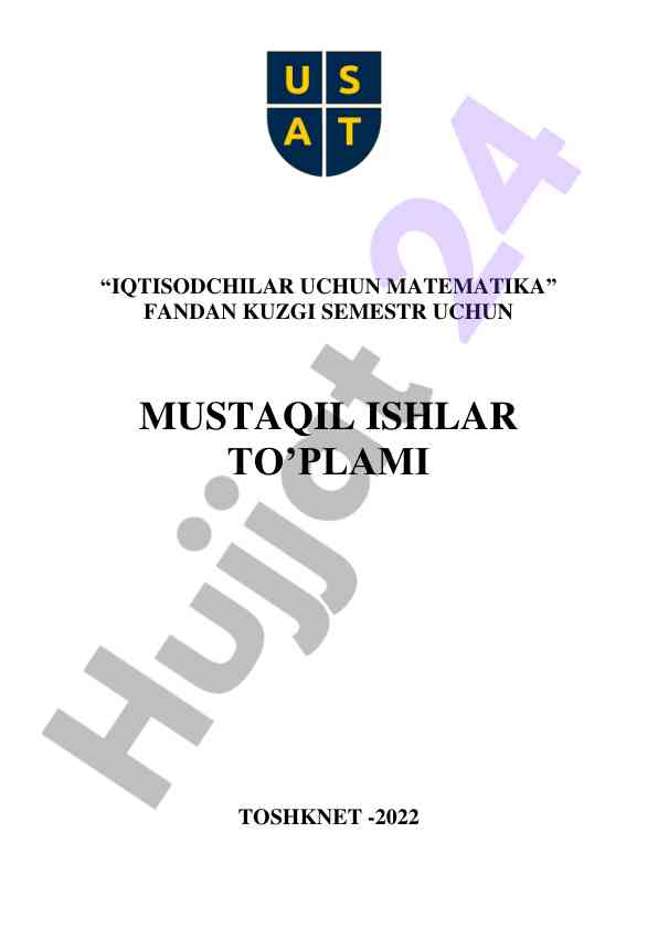 Iqtisodchilar uchun matematika kuzgi semestr ishlari