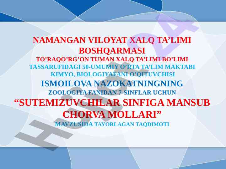 Sutemizuvchilar sinfiga mansub chorva mollari