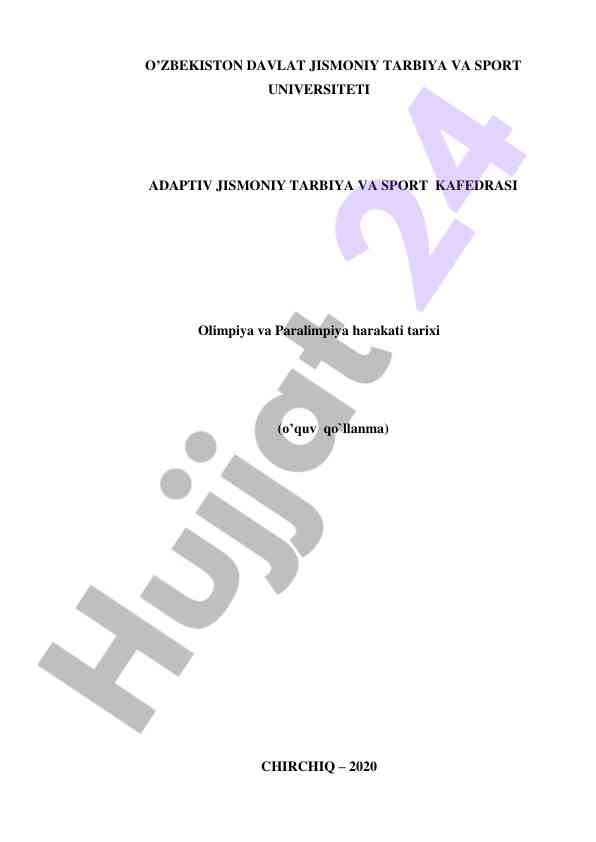 Olimpiya va paralimpiyaga tarixi o‘quv qo‘llanma