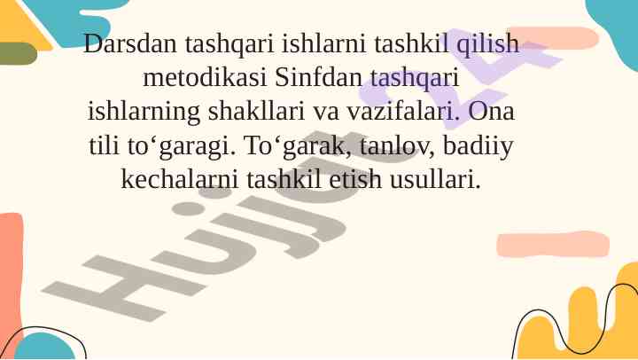 Ona tili to‘garagi tashkil etish metodikasi