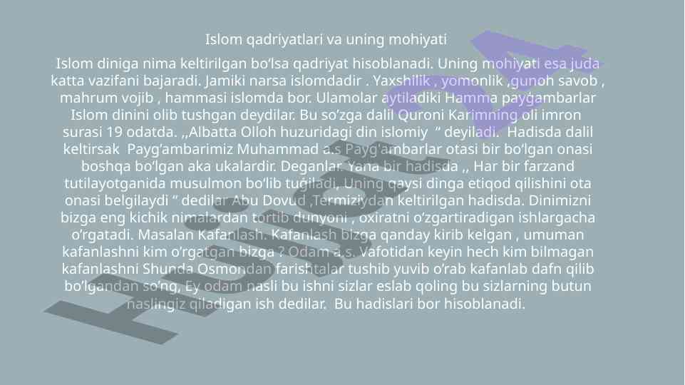 Islom qadriyatlari va uning mohiyati