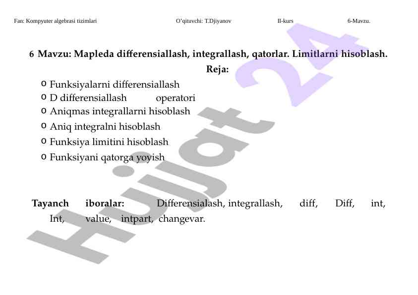 Differensiallash va integrallash tizimlari