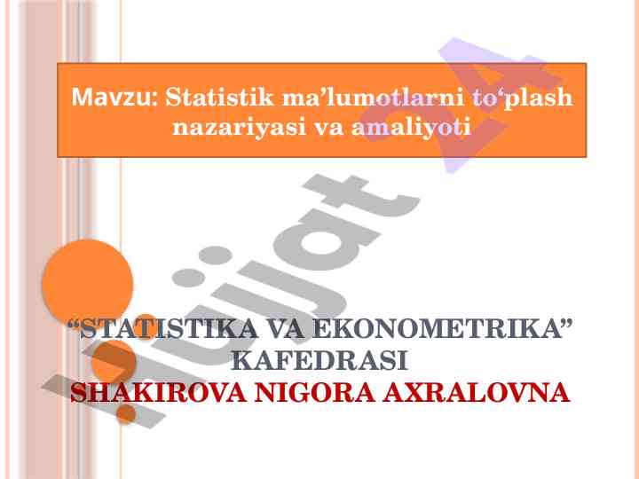 Statistik kuzatuv nazariyasi va amaliyoti