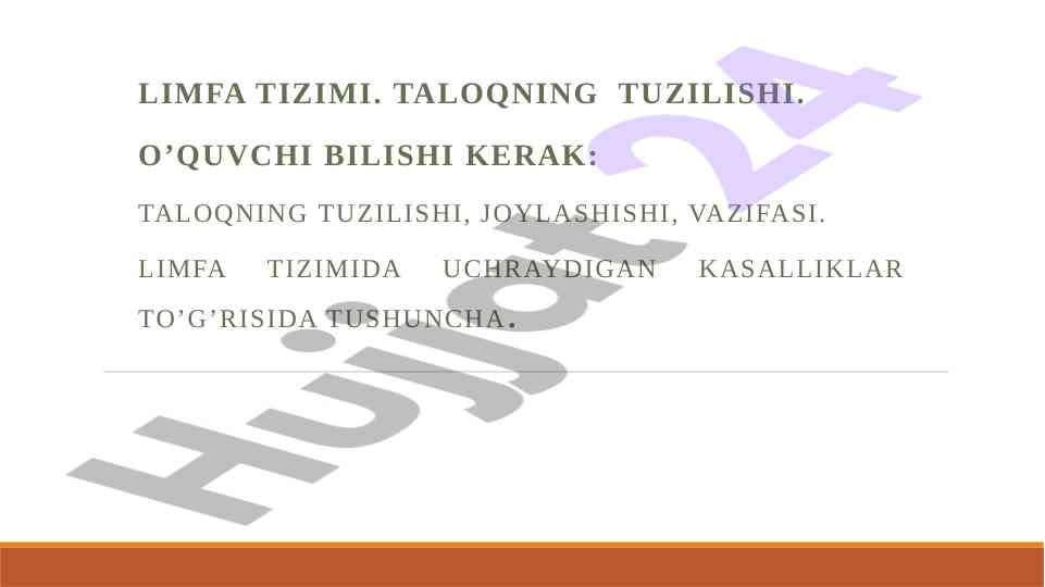 Limfa tizimi va taloq tuzilishi haqida ma'lumotlar