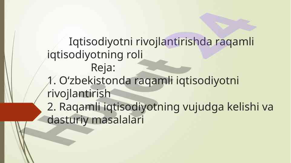 Raqamli iqtisodiyotning roli o'zbekistonda