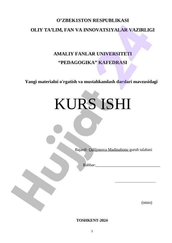 Yangi materialni o'rgatish va mustahkamlash darslari