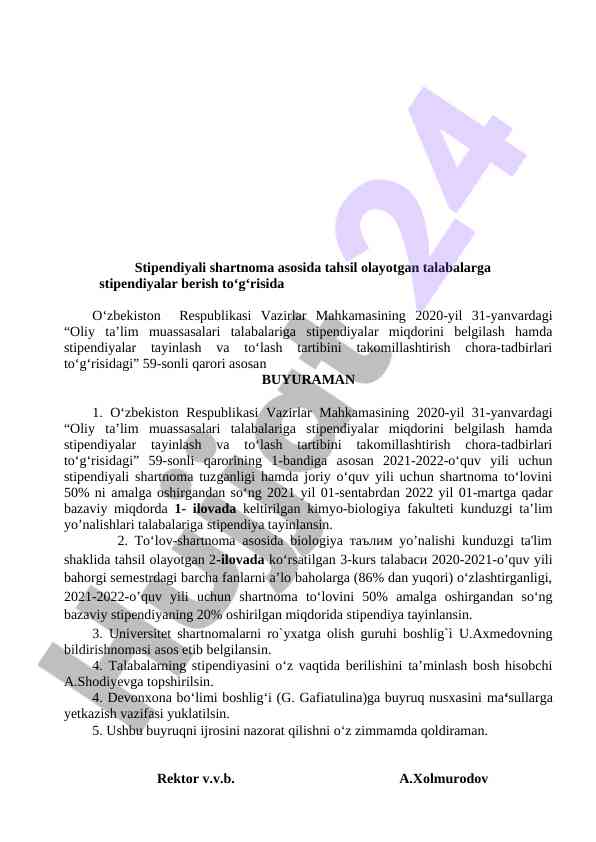 Stipendiyalar tayinlash tizimi haqida qaror