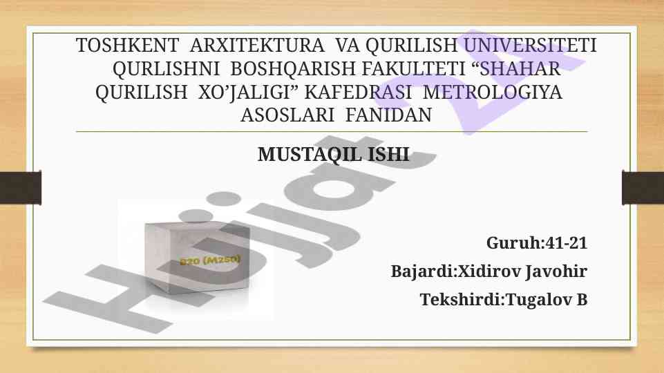 Beton mustahkamliligini aniqlash usullari