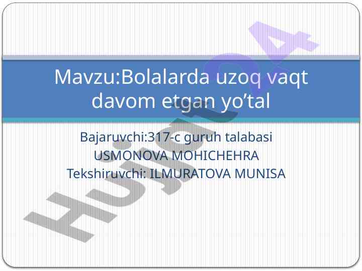 Bolalarda uzoq vaqt davom etgan yo'tal tahlili