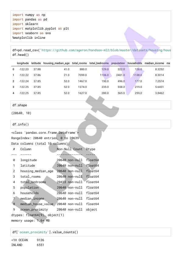 Data analysis of housing dataset using python