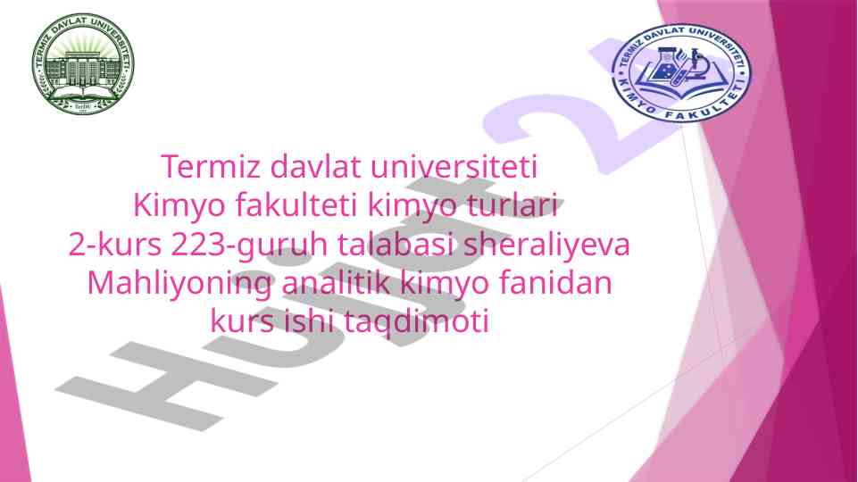 Ii analitik guruh kationlarining umumiy tavsifi