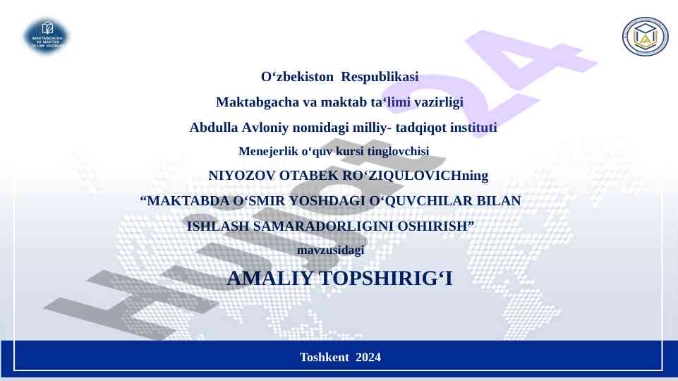 Maktabda o‘smir yoshlardagi o‘quvchilar bilan ishlash
