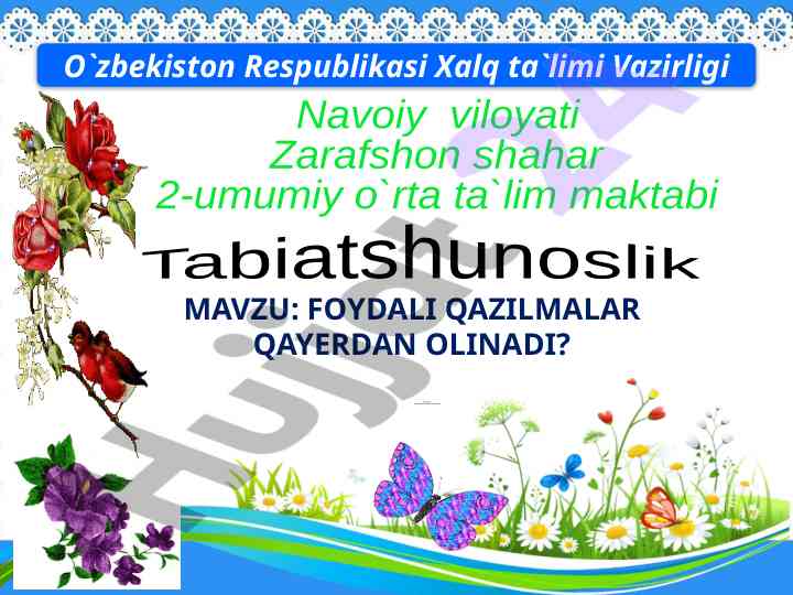 Foydali qazilmalar qayerdan olinadi ta'lim metodlari