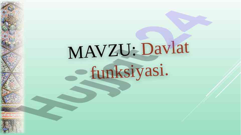 Davlat funksiyasi mavzusi bilan mustaqil ishlar