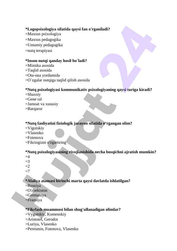 Logopsixologiya va nutq psixologiyasi asoslari