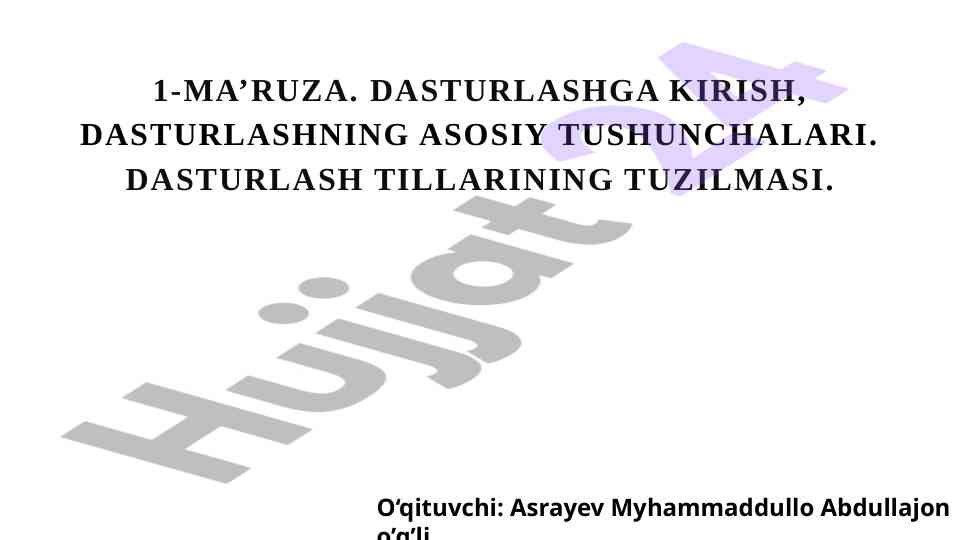 Dasturlashga kirish c++ dasturlash tili