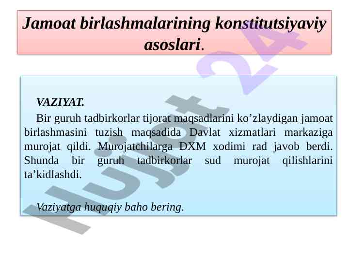 Jamoat tadbirkorligi va huquqiy baholar tahlili
