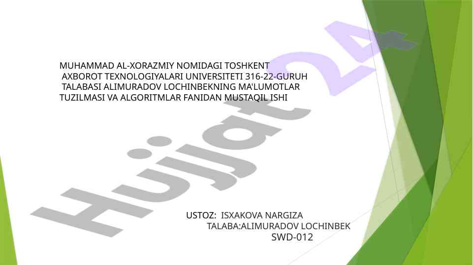 C++ tilida sinflar va ularning qo’llanilishi