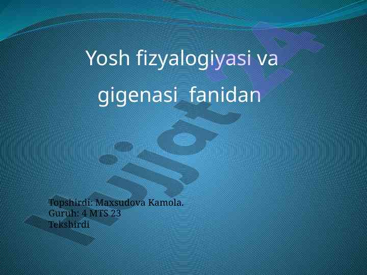 O‘quvchilarda jismoniy rivojlanishni gigiyenik baholash