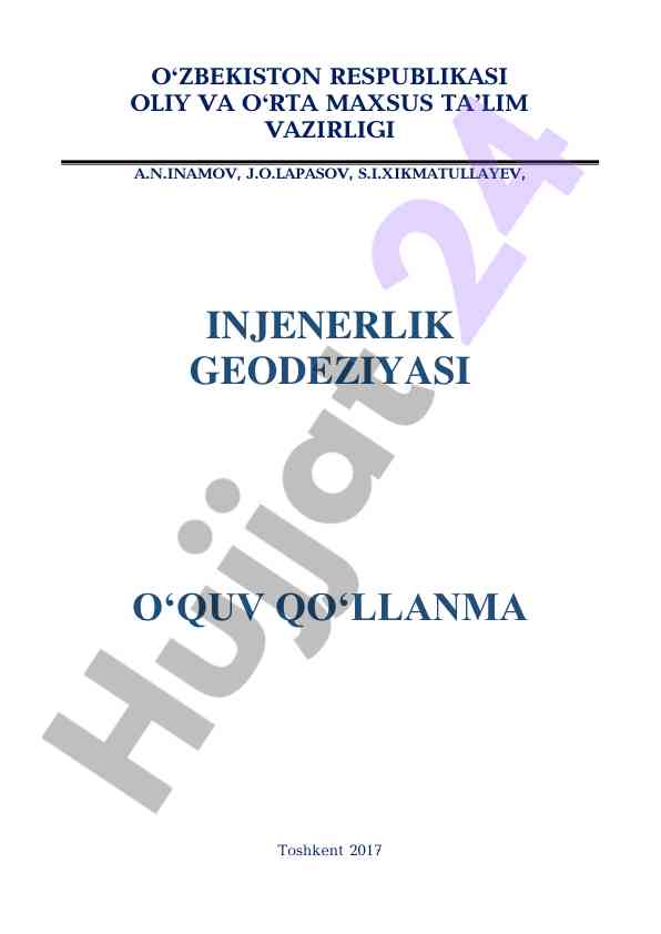 Injenerlik geodeziyasi o‘quv qo‘llanma