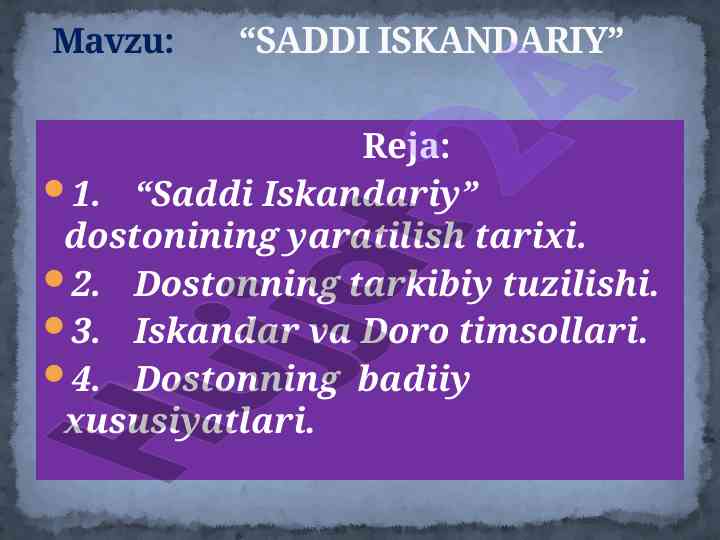Dostonning tarkibi va xususiyatlari