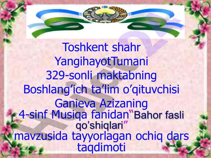 Bahor fasli qo'shiqlari ochiq dars taqdimoti