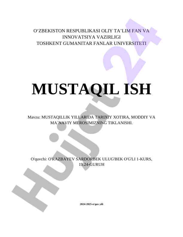 Mustaqillik yillarida tarixiy xotira va meros
