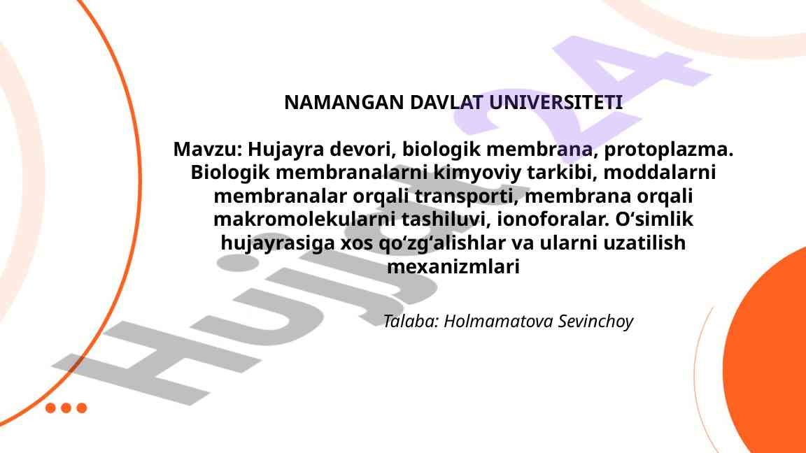 Hujayra Devori Va Biologik Membrana