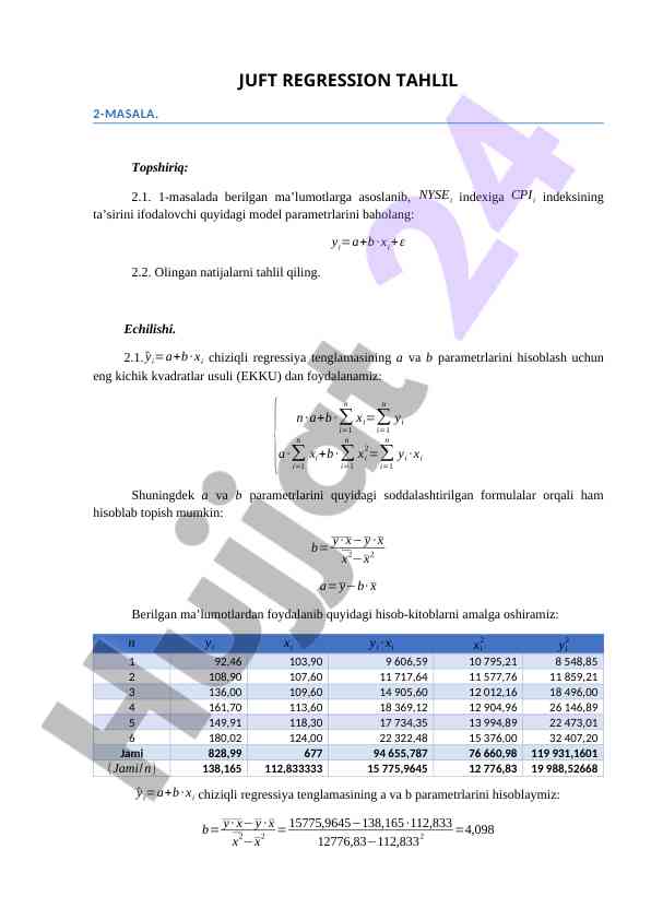 Juft Regression Tahlil Masalasi