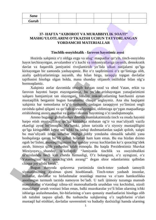 Axborot va murabbiylik soati mashgʻulotlari