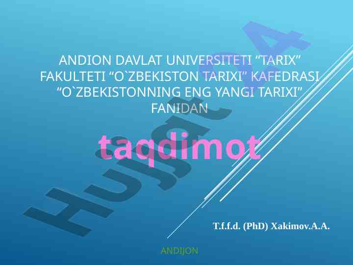 O‘zbekistonning eng yangi tarixi taqdimoti