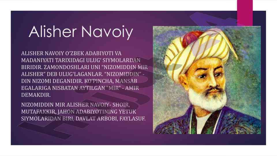 Alisher navoiy: o‘zbek adabiyoti tarixidagi ulug‘ siymolardan
