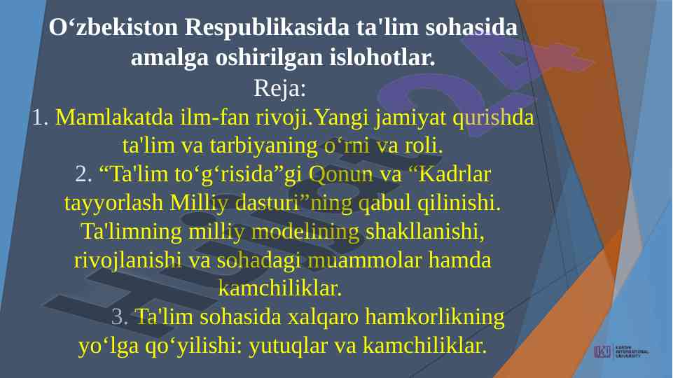 O‘zbekiston ta'lim sohasidagi islohotlar tahlili