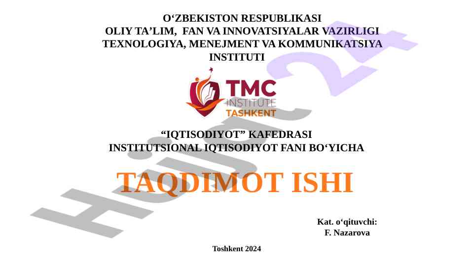 Institutsional iqtisodiyot fani muhim asoslari