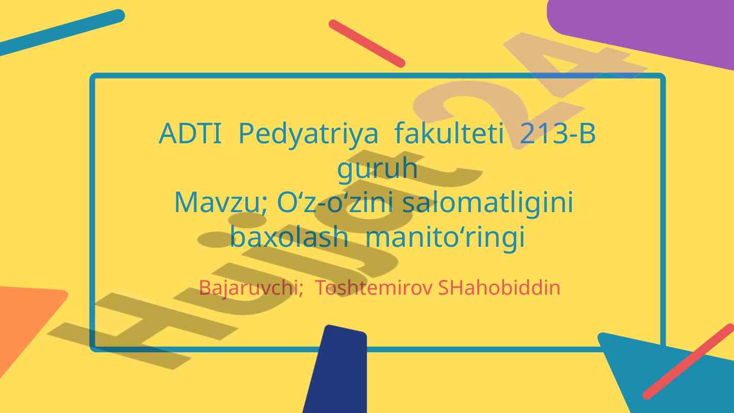 O‘z-o‘zini salomatlikni baholash metodlari