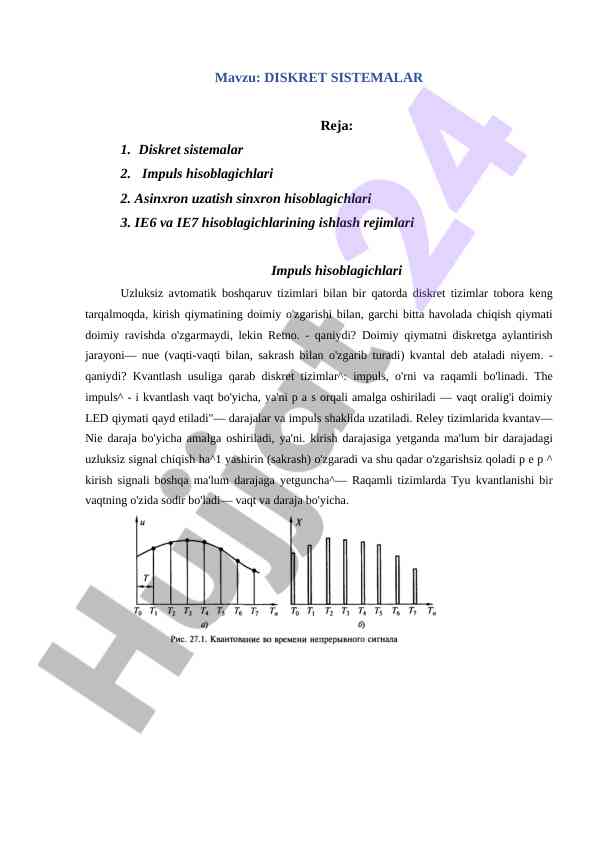 Diskret tizimlar bilan impuls hisoblagichlari