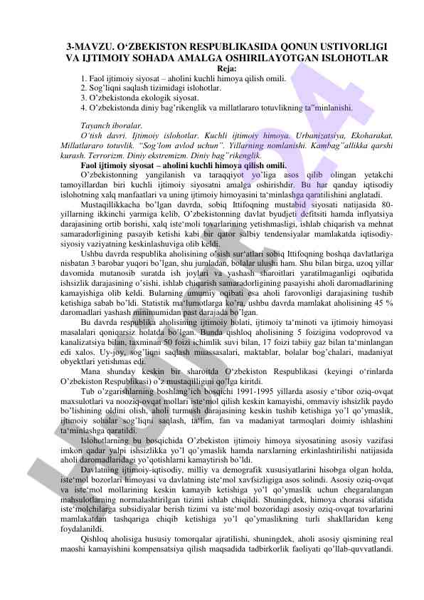 O‘zbekiston respublikasida qonun ustivorligi