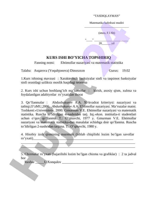 Xarakteristik funksiyalar sinfi taqsimot funksiyalari