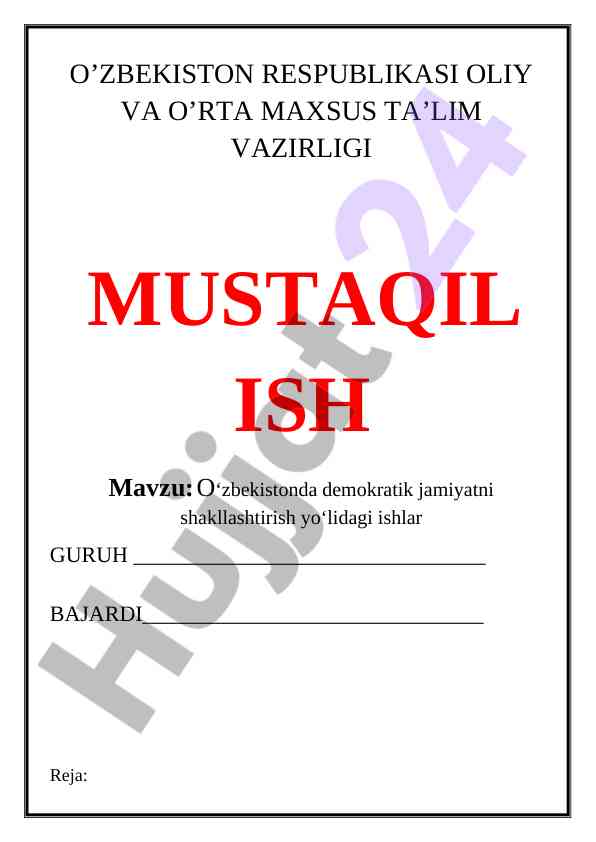 O’zbekistonda Demokratik Jamiyatni Shakllashtirish