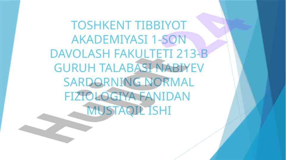Organizmninng biologik suyuqlliklari haqida mustaqil ish