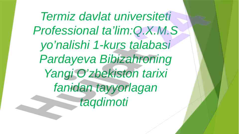 Yangi o’zbekiston tarixi taqdimoti tahlili