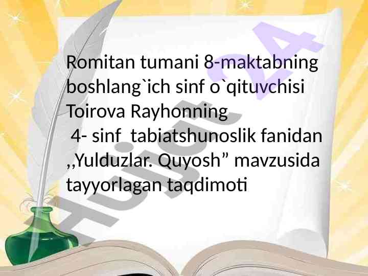 Yulduzlar quyosh taqdimoti 4-sinf uchun