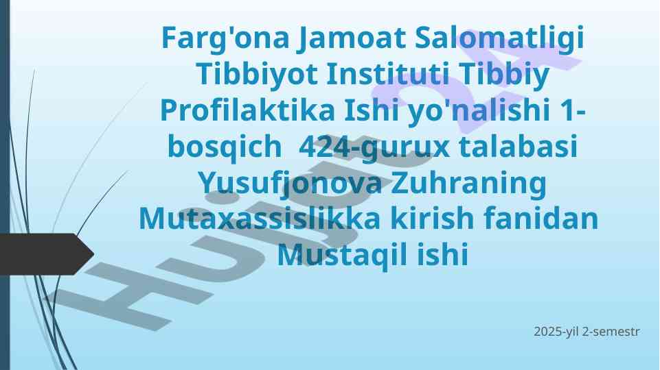 Radiatsion gigiyena fani haqida mustaqil ish