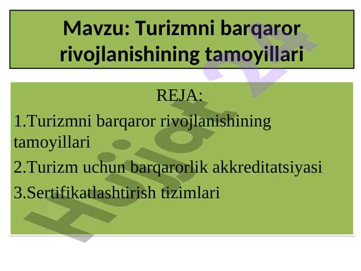 Turizm uchun barqaror rivojlanish sertifikatlash tamoyillari